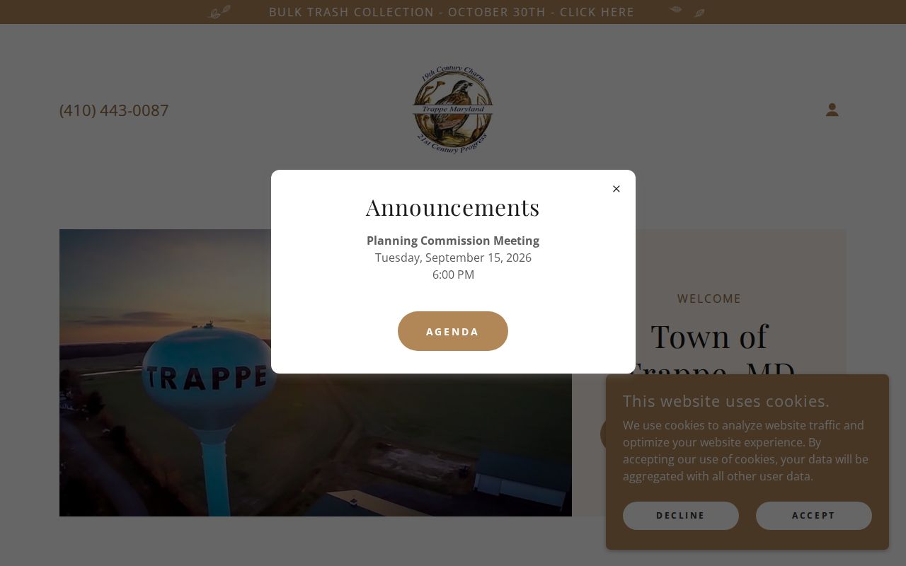 Town of Trappe website for Trappe warrant records in Talbot County